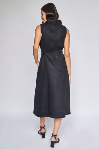 Black Solid Straight Dress, Black, image 5
